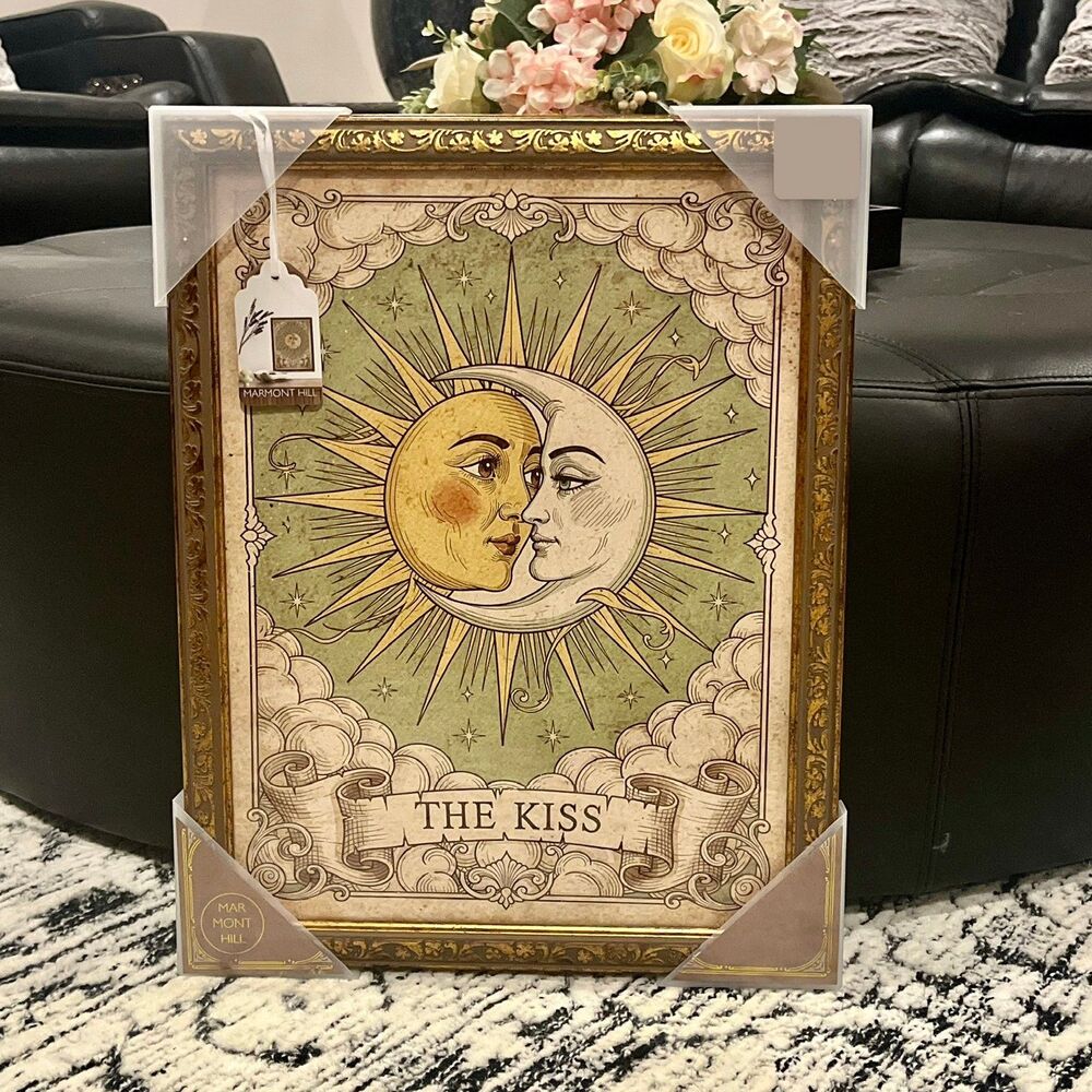 Marmont Hill Tarot Card “The Kiss” Sun Moon Bronze Gold Frame Art Decor